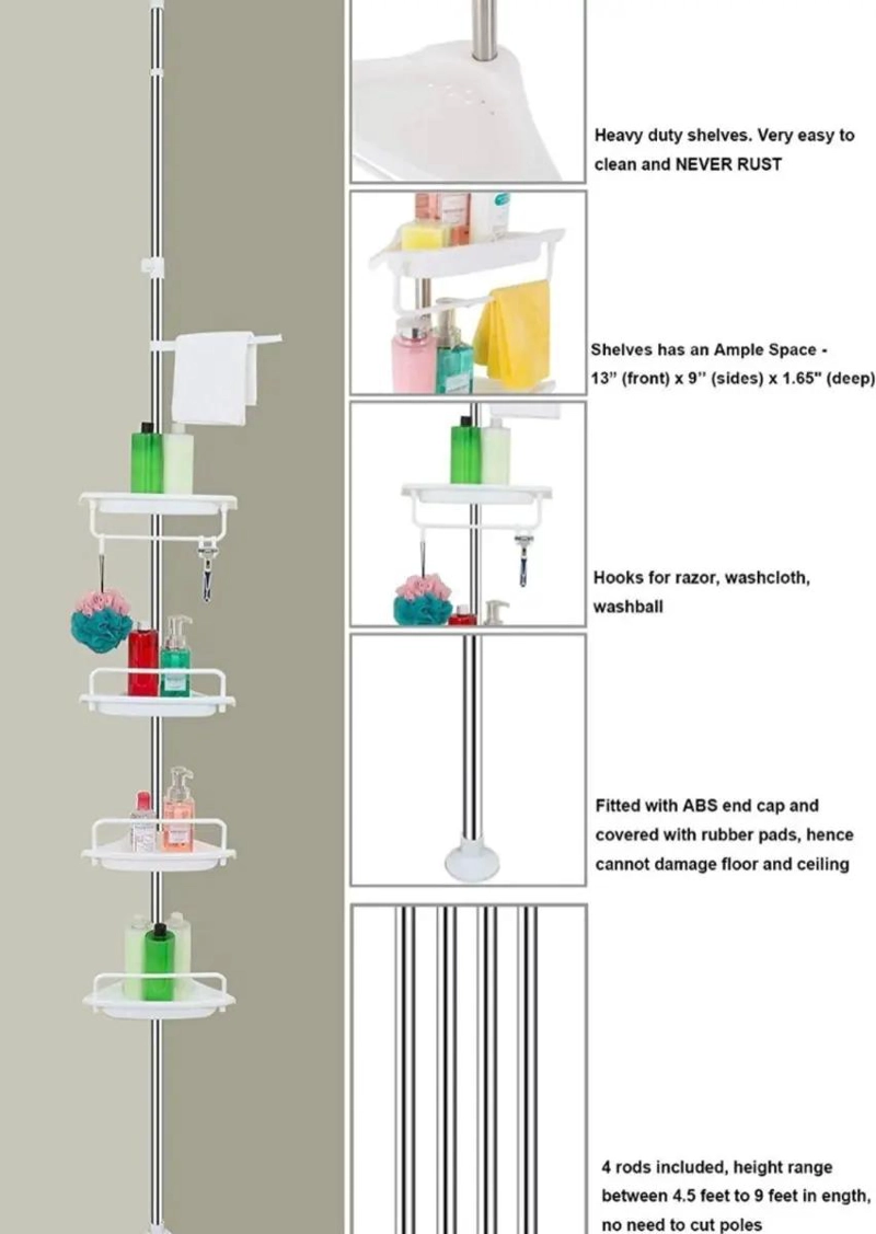 ESQUINERO DE DUCHA AJUSTABLE CON 4 REPISAS MULTIUSO - 3