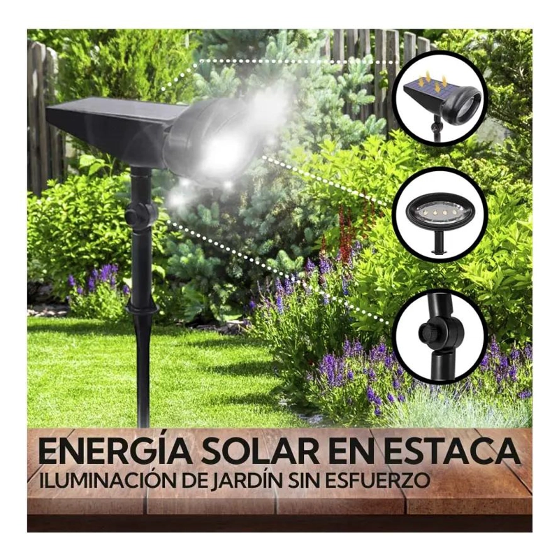 PACK 6 FOCOS ESTACA LED SOLAR PARA EXTERIOR - 5