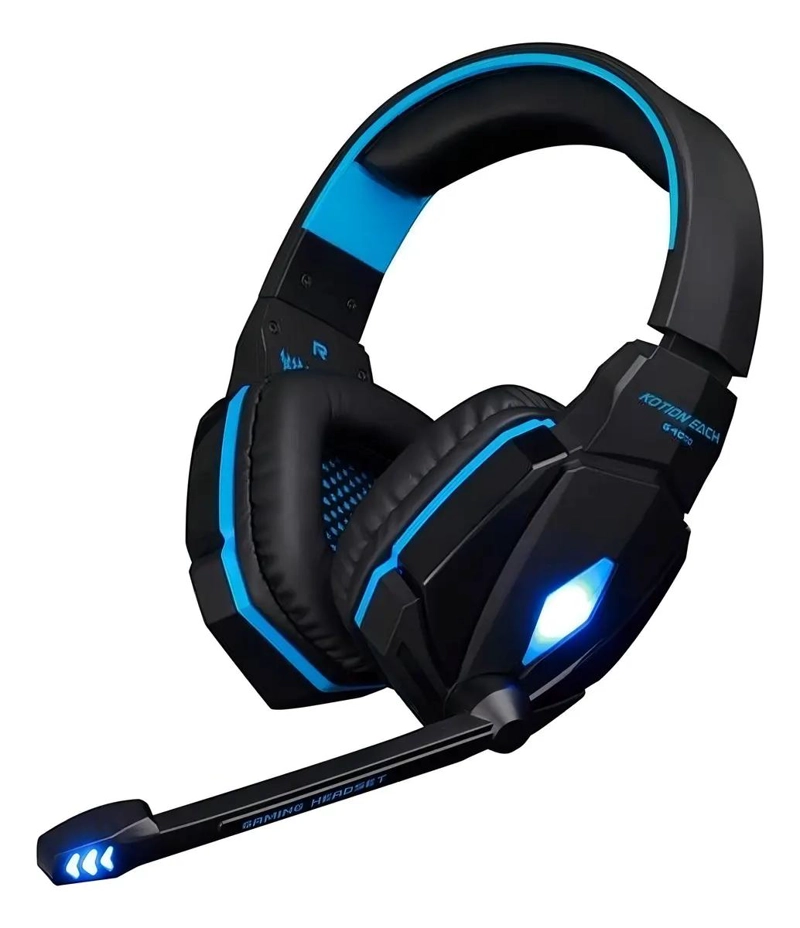 AUDIFONO GAMER CON LUZ LED NEGRO Y AZUL - 3