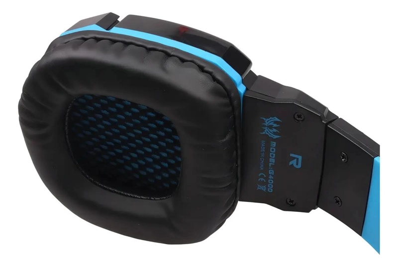 AUDIFONO GAMER CON LUZ LED NEGRO Y AZUL - 4