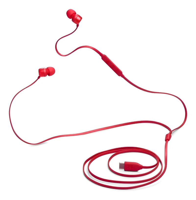 AUDIFONOS CON MICROFONO Y CONTROL USB-C COLOR ROJO - 1