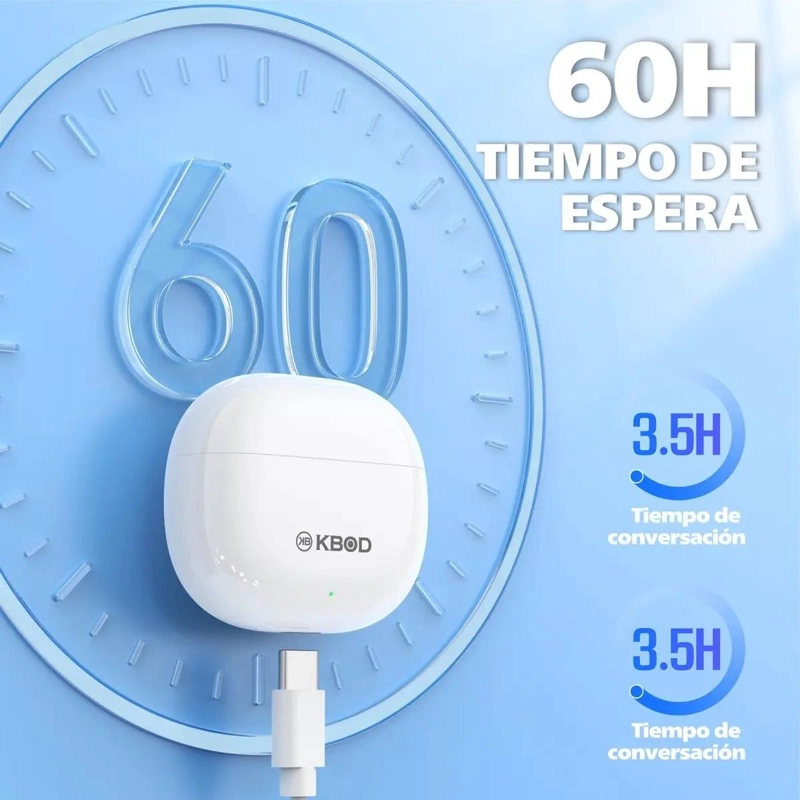 AUDIFONOS INALAMBRICOS BLUETOOTH 5.0 TIPO C CON ESTUCHE DE CARGA - 5