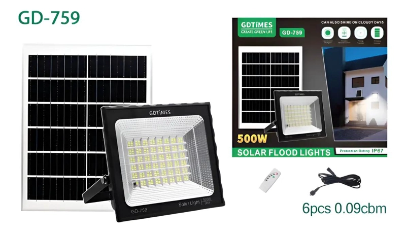 FOCO SOLAR EXTERIOR REFLECTOR 500W CON PANEL Y CONTROL - 2