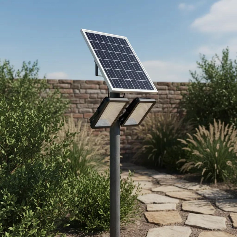 FOCO SOLAR LED DOBLE 100W CON PANEL SOLAR SEPARADO - 2