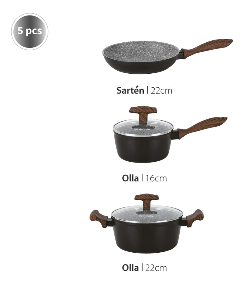 BATERIA DE COCINA CON SET DE 12 UTENSILIOS NEGRO - 3