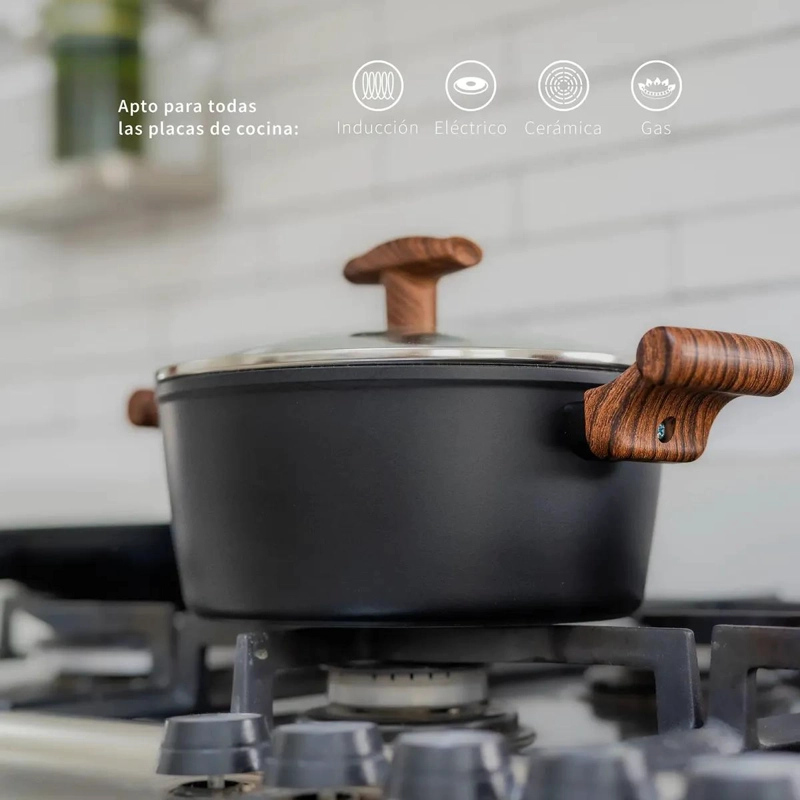 BATERIA DE COCINA CON SET DE 12 UTENSILIOS NEGRO - 4