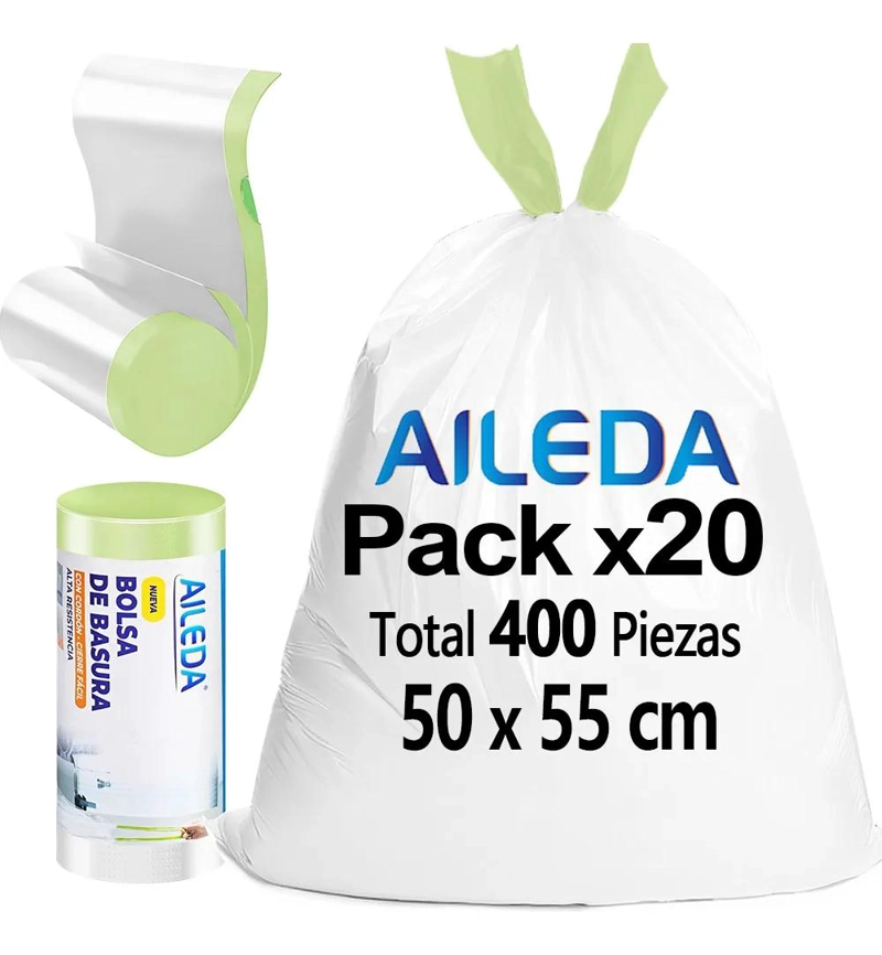 BOLSA DE BASURA PARA BAÑO CON CORDON 50X55 CM 400 UNID - 2