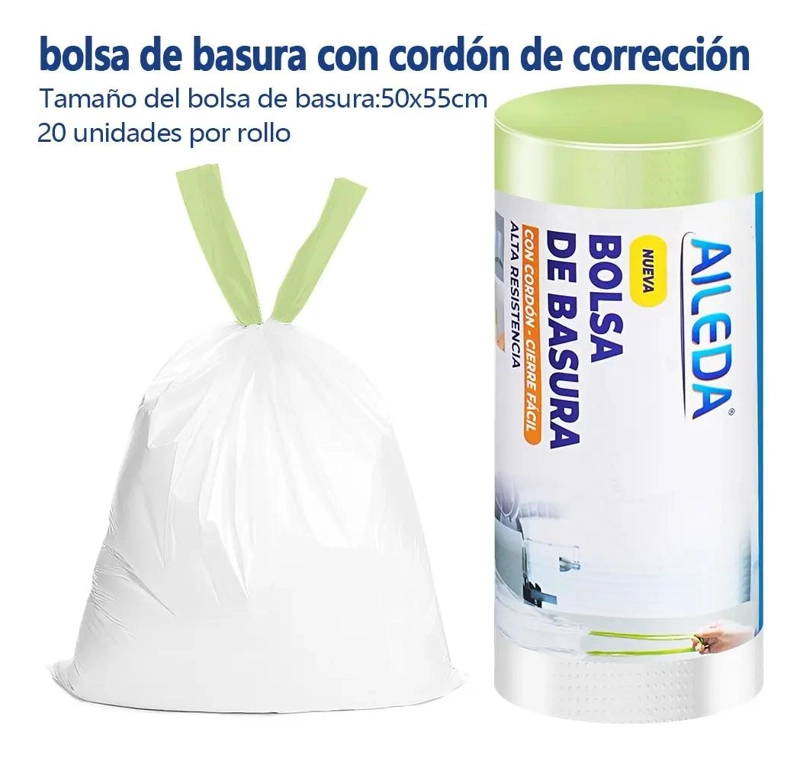 BOLSA DE BASURA PARA BAÑO CON CORDON 50X55 CM 400 UNID - 3