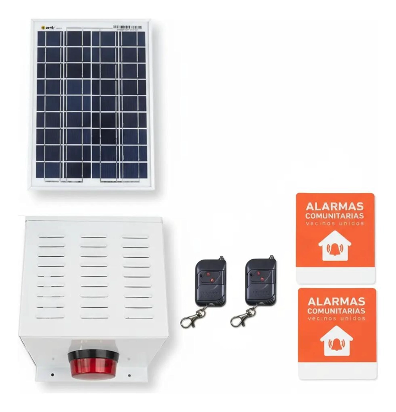 ALARMA COMUNITARIA SOLAR 20W CON 2 TONOS Y CONTROLES - 1
