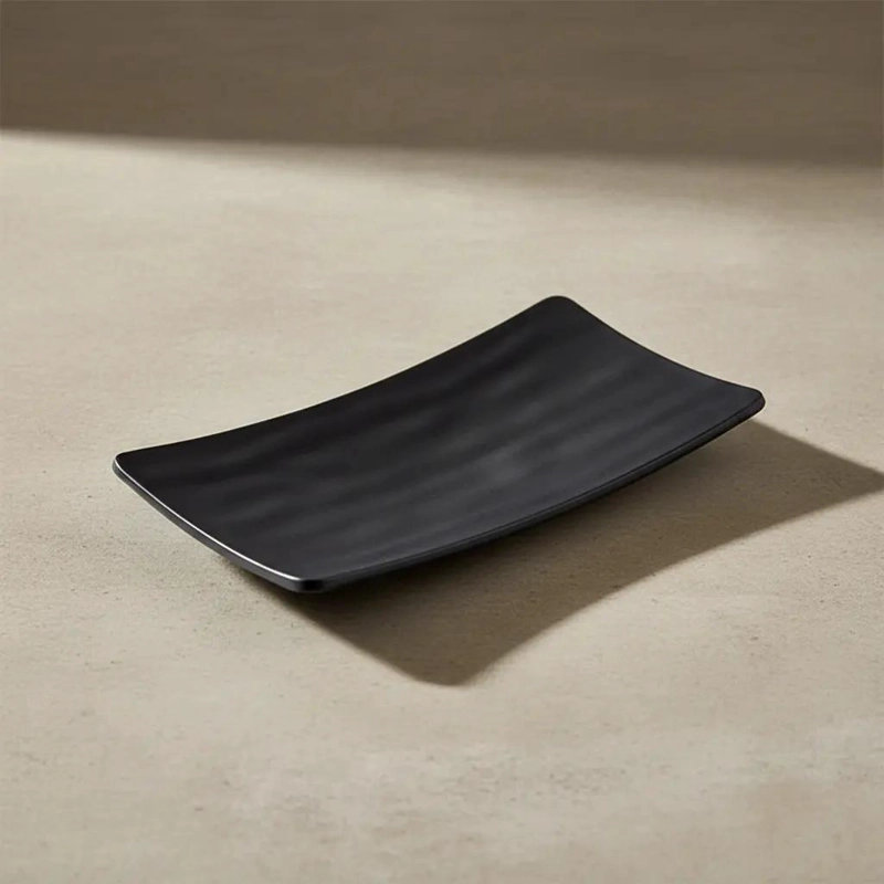 SET 6 PLATOS MELAMINA NEGRA MODERNA 22X12 CM - 1