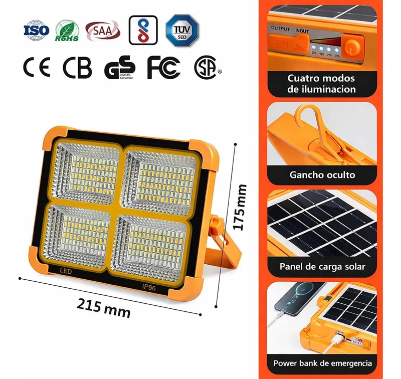 PACK 2 FOCOS LED SOLAR DE EMERGENCIA CON USB-C Y IP66 - 5