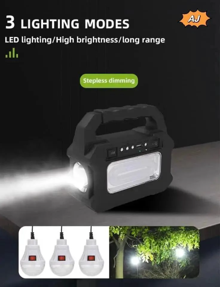 KIT SOLAR DE EMERGENCIA PARA CAMPING CON AMPOLLETAS 220V - 5