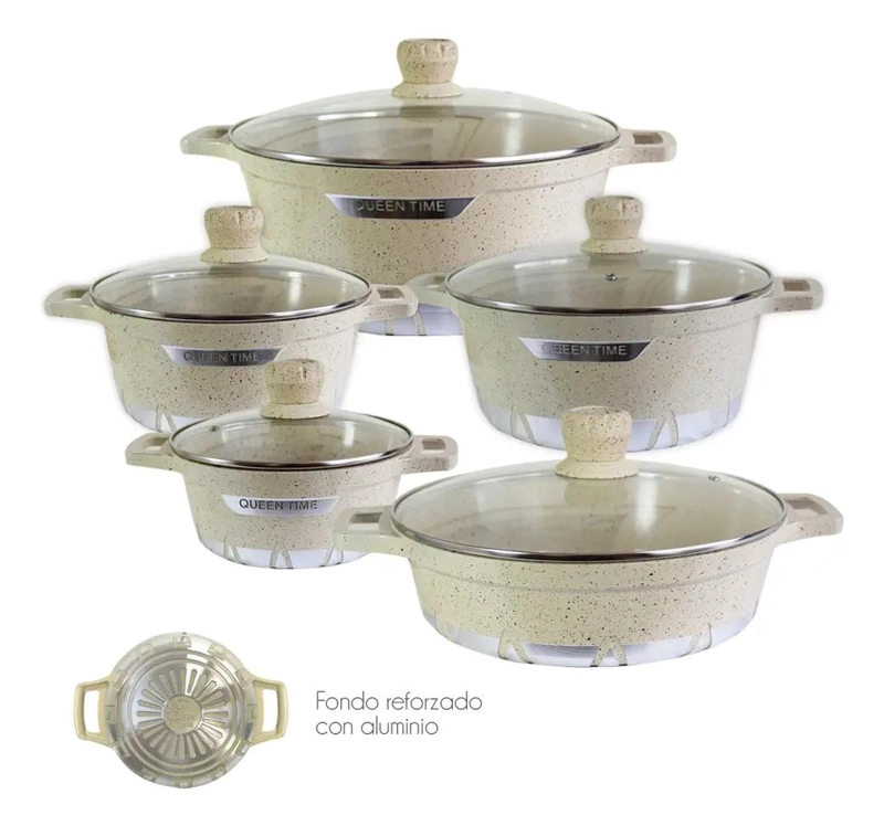BATERIA DE COCINA 10 PIEZAS ANTIADHERENTE GRANITO - 3