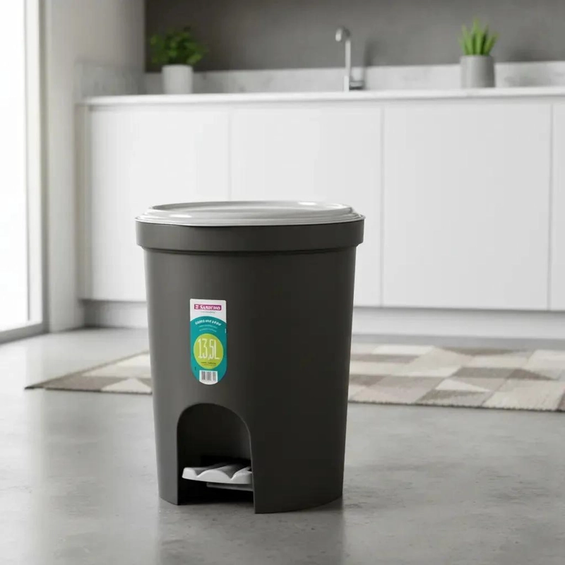 CONTENEDOR CON PEDAL PARA BAÑO Y COCINA 13,5 L NEGRO - 2