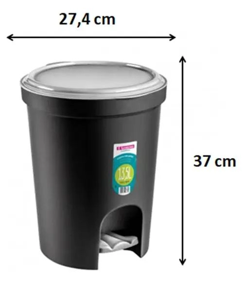 CONTENEDOR CON PEDAL PARA BAÑO Y COCINA 13,5 L NEGRO - 4