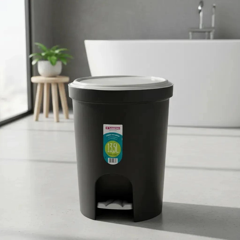 CONTENEDOR CON PEDAL PARA BAÑO Y COCINA 13,5 L NEGRO - 5