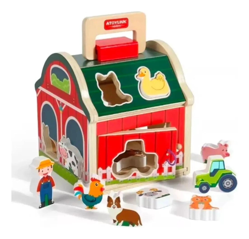 JUGUETE DE ENCAJE DE ANIMALES DE GRANJA EN MADERA - 1
