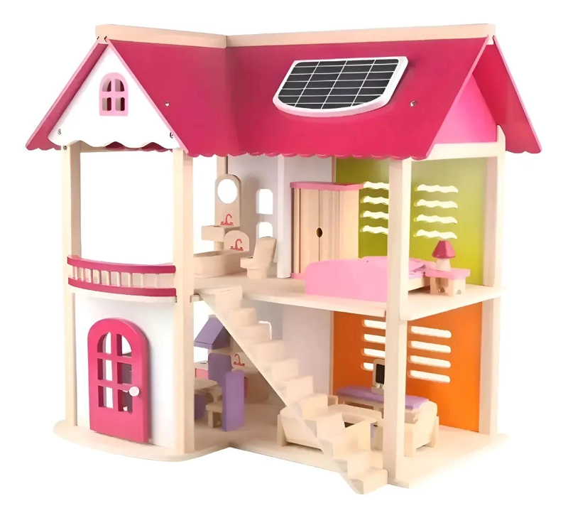 CASA GRANDE REALISTA DE MUÑECAS DE MADERA DIDACTICA - 1