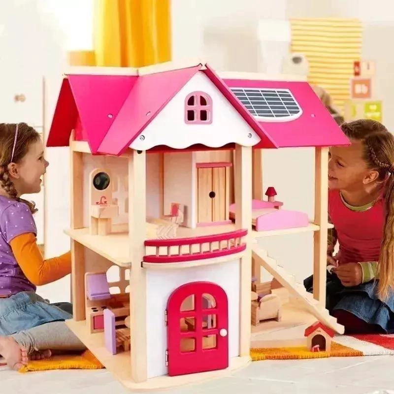 CASA GRANDE REALISTA DE MUÑECAS DE MADERA DIDACTICA - 2