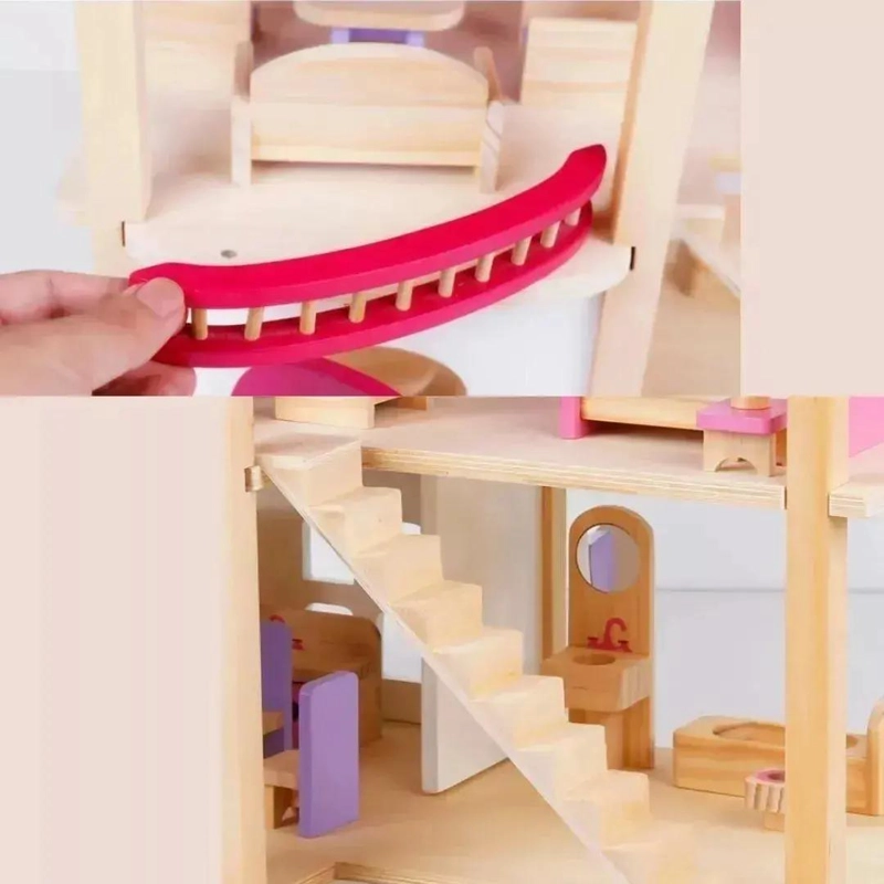 CASA GRANDE REALISTA DE MUÑECAS DE MADERA DIDACTICA - 4