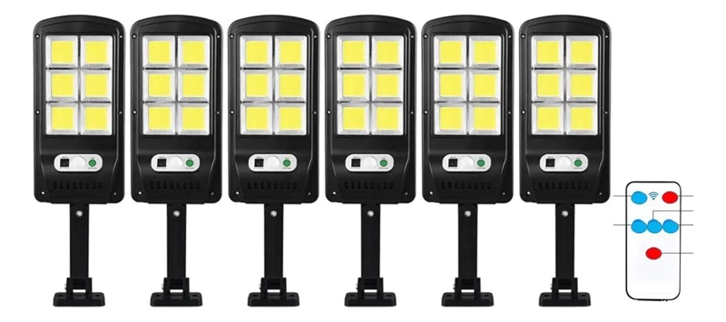 PACK 6 FOCOS SOLARES LED CON SENSOR DE MOVIMIENTO IP65 - 1