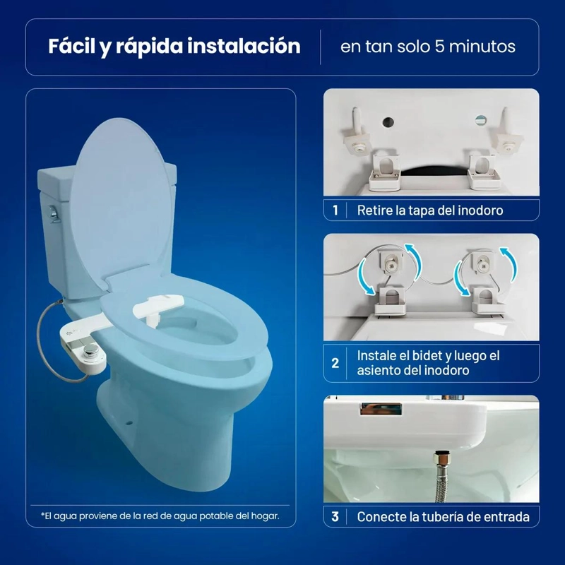 ADAPTADOR BIDET CON 2 BOQUILLAS AUTOLIMPIANTES PARA WC - 5