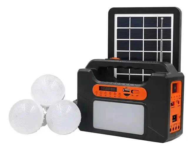 KIT DE EMERGENCIA SOLAR CON 3 AMPOLLETAS, LINTERNA Y FOCO - 1
