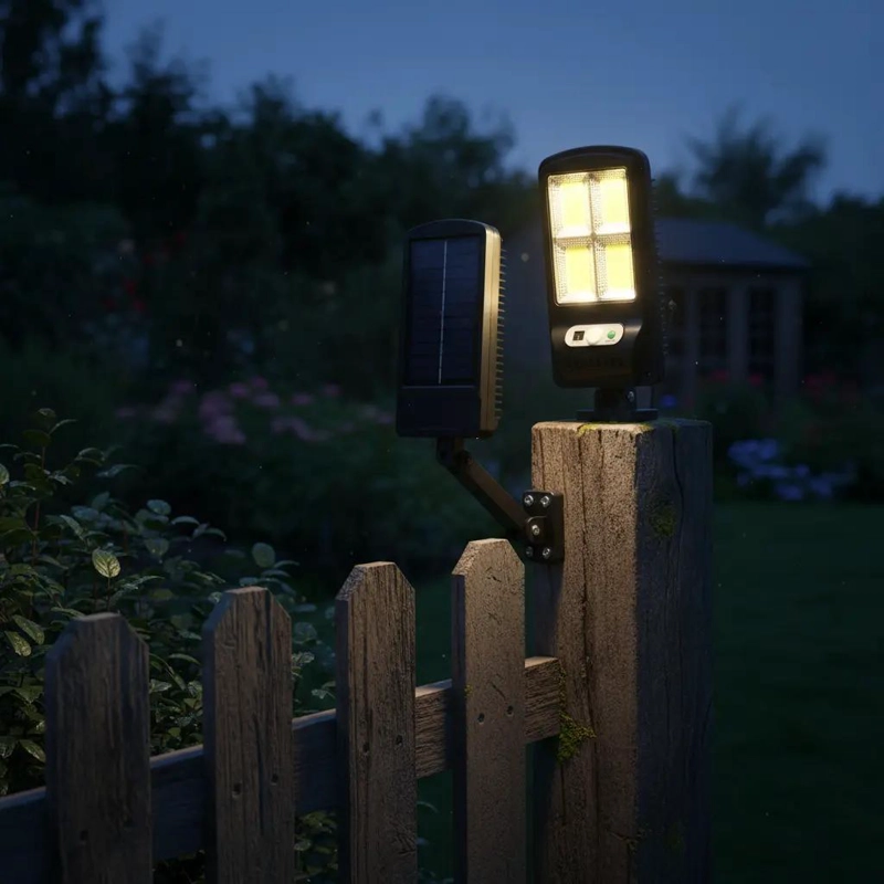 FOCO SOLAR LED CON SENSOR DE MOVIMIENTO ESTILO FAROL - 4