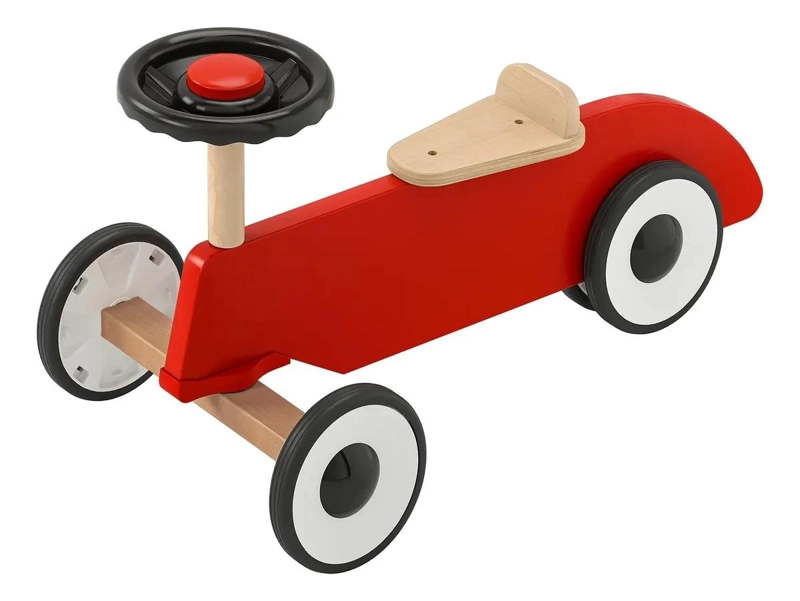 AUTO INFANTIL DE MADERA ROJO CON BOCINA 68X36X36 CM - 1
