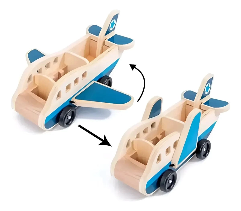 AVION DE MADERA DIDACTICO CON PASAJEROS Y EQUIPAJE - 5