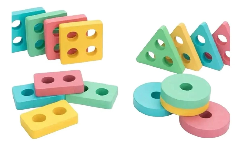 BLOQUES DE MADERA GEOME TRICOS PARA APILAR - 4