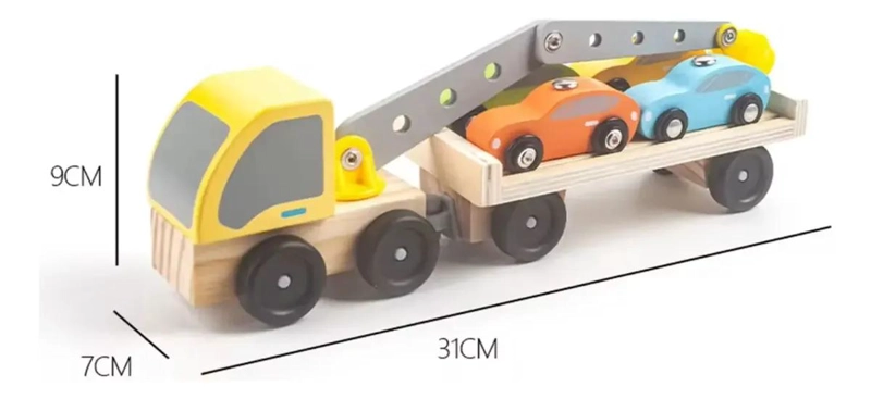 JUGUETE DIDACTICO CAMION CON CARGADOR DE MADERA PARA NIÑ - 3
