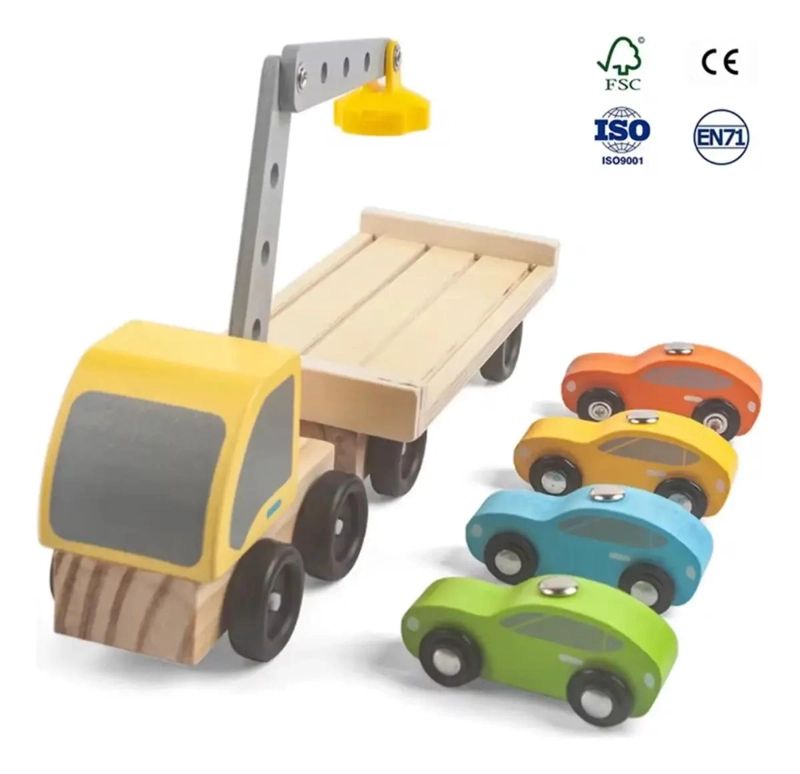 JUGUETE DIDACTICO CAMION CON CARGADOR DE MADERA PARA NIÑ - 5