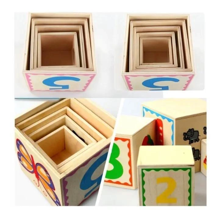 TORRE DE CUBOS DE MADERA PARA ENCAJE Y APILADO - 5