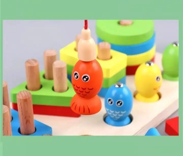 JUEGO DIDACTICO DE PESCA CON BLOQUES DE MADERA - 2