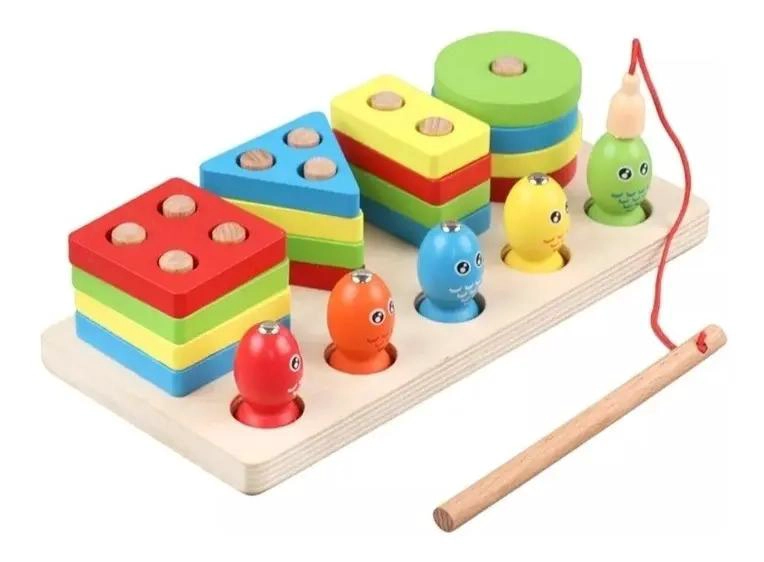 JUEGO DIDACTICO DE PESCA CON BLOQUES DE MADERA - 3