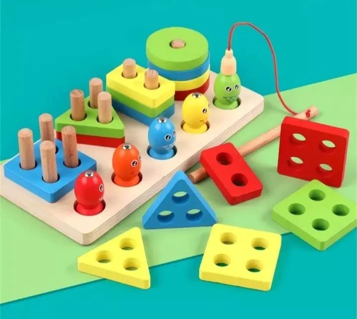 JUEGO DIDACTICO DE PESCA CON BLOQUES DE MADERA - 4
