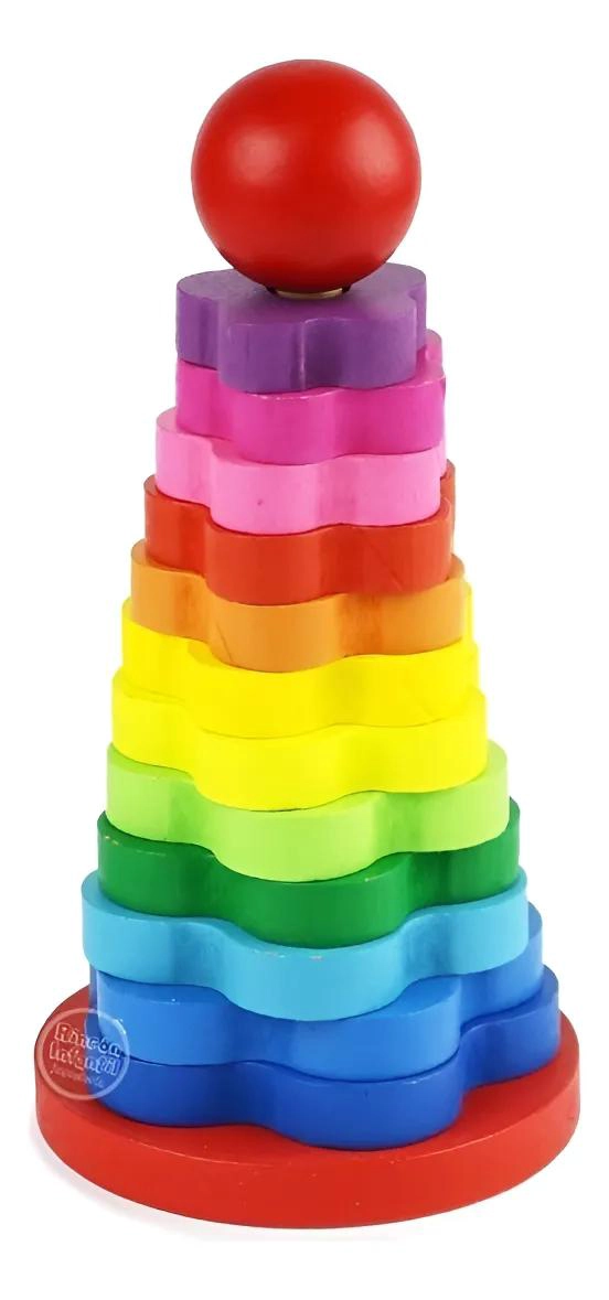 TORRE ARCO IRIS DE BLOQUES DE MADERA PARA NIÑOS - 1