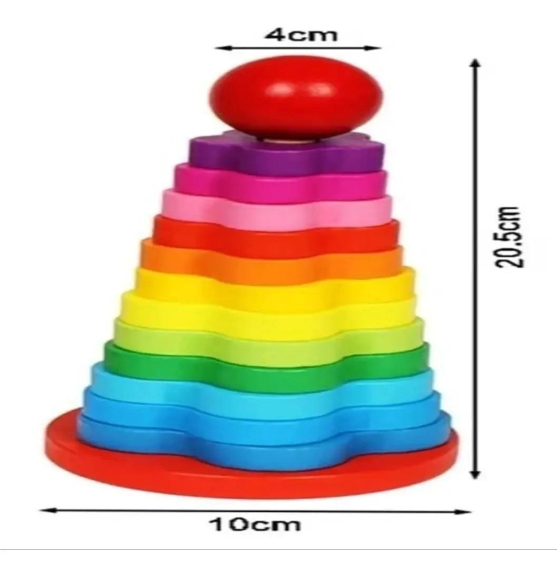 TORRE ARCO IRIS DE BLOQUES DE MADERA PARA NIÑOS - 2