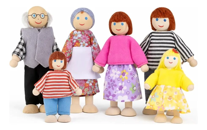 FIGURA DE MADERA FAMILIA SEIS INTEGRANTES - 1