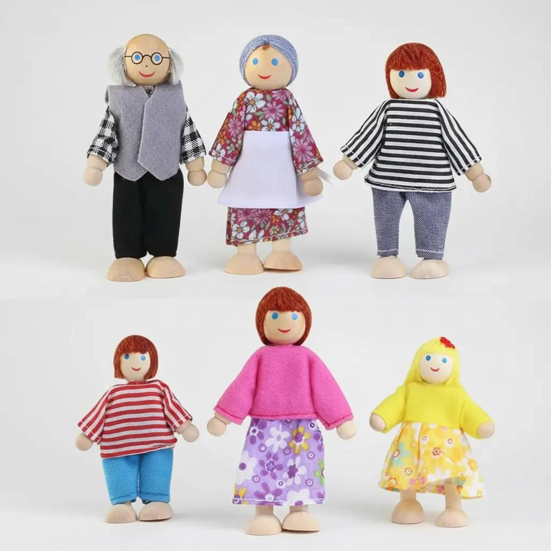FIGURA DE MADERA FAMILIA SEIS INTEGRANTES - 2