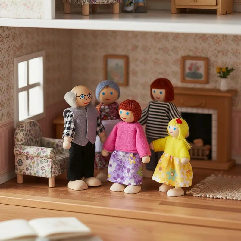 FIGURA DE MADERA FAMILIA SEIS INTEGRANTES - 3