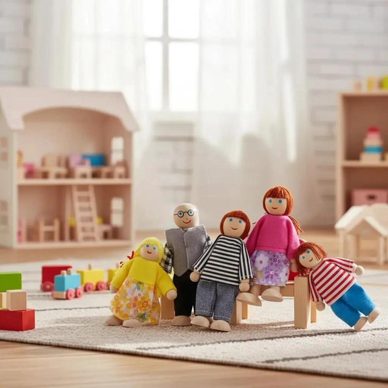 FIGURA DE MADERA FAMILIA SEIS INTEGRANTES - 4