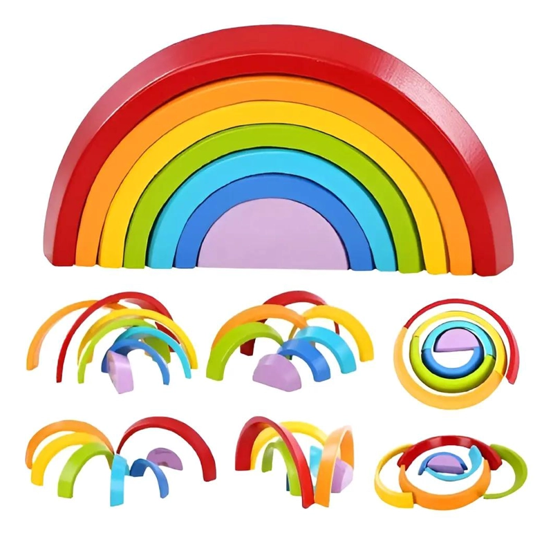 JUEGO DIDACTICO DE BLOQUES DE MADERA PARA APILAR - 1