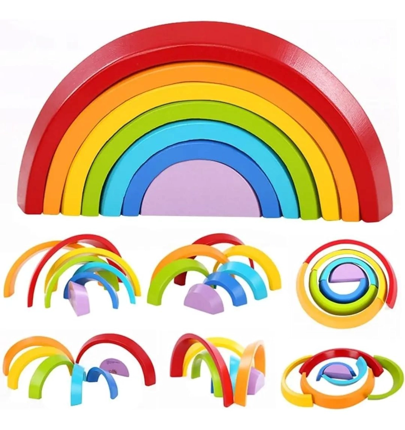 JUEGO DIDACTICO DE BLOQUES DE MADERA PARA APILAR - 5