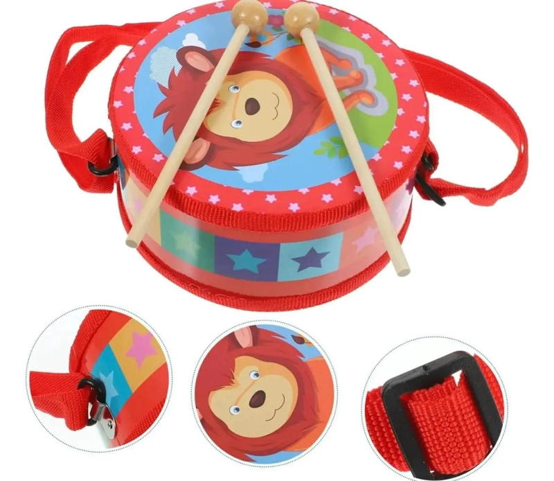 TAMBOR MUSICAL INFANTIL DE MADERA PARA NIÑOS Y BEBE S - 2