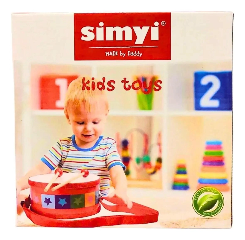 TAMBOR MUSICAL INFANTIL DE MADERA PARA NIÑOS Y BEBE S - 5