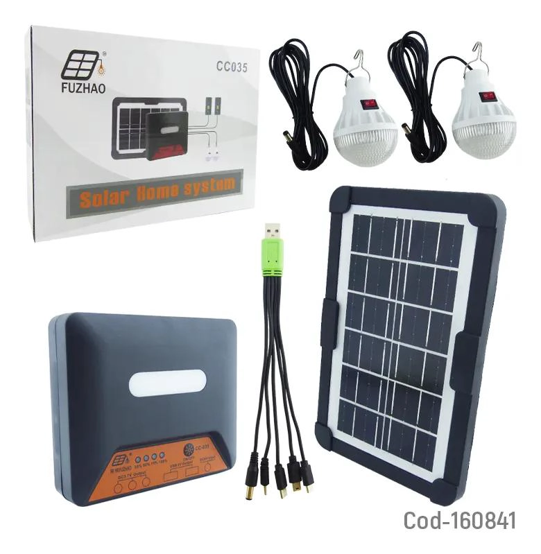 KIT SOLAR CON 2 AMPOLLETAS, 2 PUERTOS USB Y PANEL SOLAR - 5