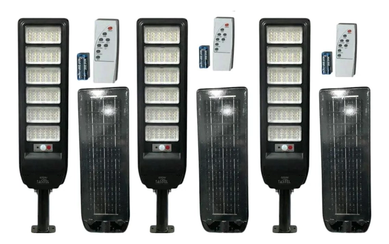 PACK 3 FOCOS PARA POSTE 600W SOLAR CON CONTROL - 2