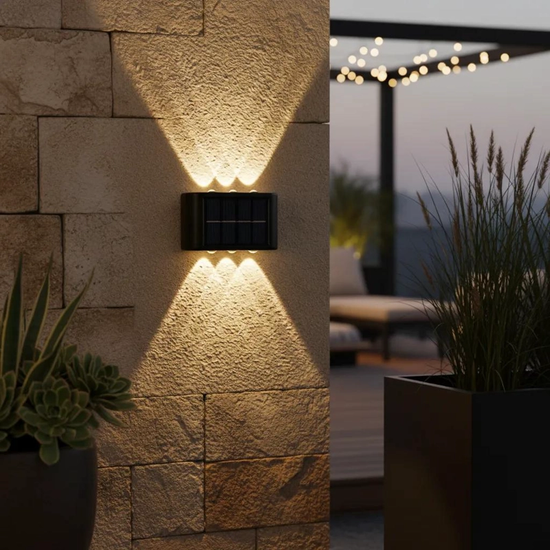 PACK 2 FOCOS LED CALIDO SOLAR PARA EXTERIOR 6 LEDS - 1
